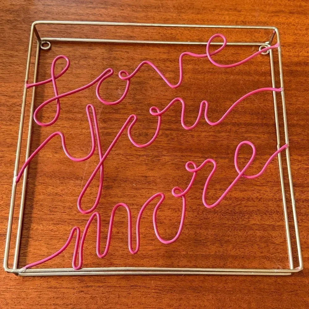 Love You More Gold and Pink Wall Home Decor Script Modern 12”x12”
